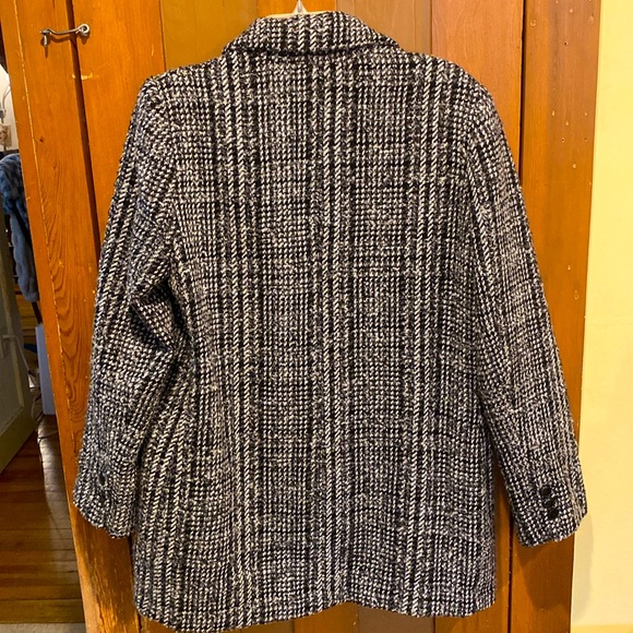 Truth by Republic Black Plaid Pea Coat/Jacket,Wool Blend,Size L/12,Warm! - Picture 4 of 4